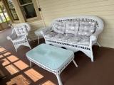 Loc: 8. Lot of Wicker furniture: Sofa, Chair, End table and Coffee table. This lot is located at: 61