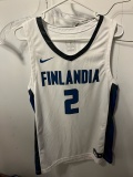 Loc: 2, 105. 14 White Nike Finlandia University Men's Basketball jerseys, numbers 2, 3, 4, 5, 10, 11