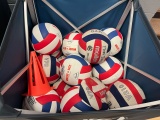 Loc: 2, Court. Lot of assorted volleyballs with rolling cart. This lot is located at: 535 Summit St