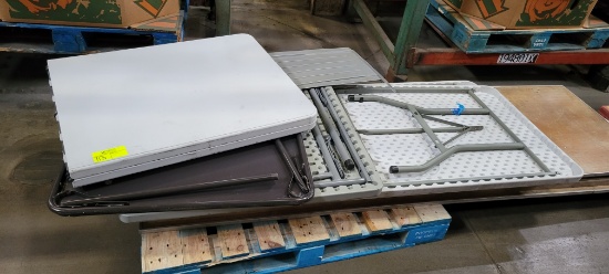 19-48-07 -  Pallet of Folding Tables (2-8' Wood and metal tables) 2- 6' plastic tables, 1-plastic 32
