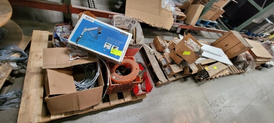 19-36-05 -  3 small pallets of misc. tools, electrical wiring, and light bulbs