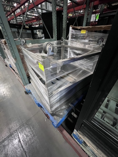 18-38-07 -  Metal Display Table with Plastic Top and Casters - LWH - 36X36X34
