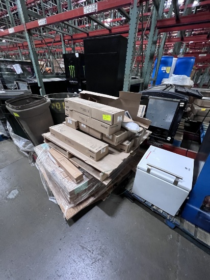 18-45-08 -  Pallet Lot of Cooper Lighting - 2' LED Lights QTY13, and Approx 50 Cart Stop Posts
