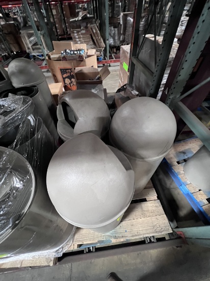 17-40-05 -  Lot of 3 Cylindrical Trash Cans with Lids