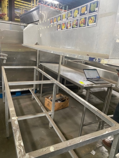 Rec -  6ft Stainless Steel Preparation Table (with top shelf). Note: Rear middle leg is bent slightl