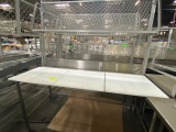 Rec -  8ft Stainless Steel Preparation Table (with cutting boards, with top shelf)