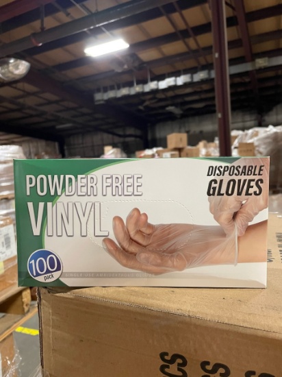 Powder Free Vinyl Disposable Gloves Approx., 700 boxes, 100 gloves per case SKU 193648 (Approx. Tota