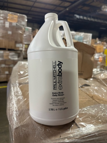 Pallet of Paul Mitchell Extra Body Daily Rinse 1 Gal bottles. Some damaged