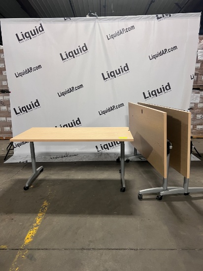 Interphase Office Interiors maple flip top training tables on wheels â€œTC3060â€