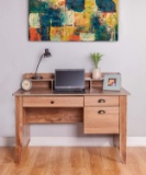 Eleanor Executive Desk w/ Hutch & USB Charger Hub (Classic Oak)-50-1617CO