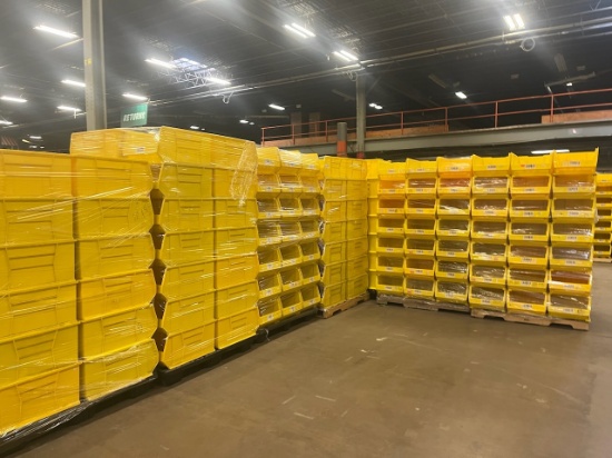 Lot of (1,000) Akro Bin model 30288 plastic stackable bin, 24"x16"x11" (approximately 25 pallets per