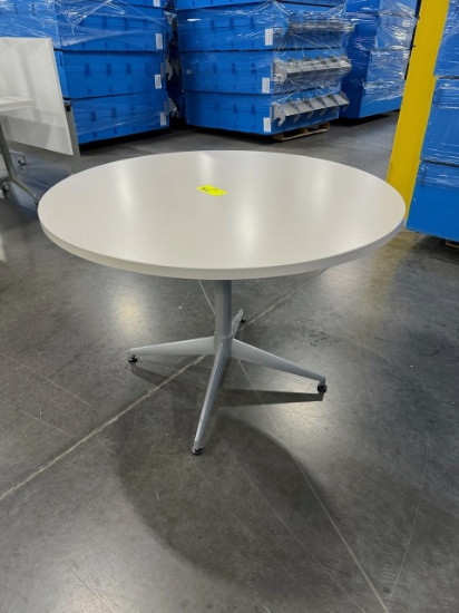 White Round Table w/Grey Base