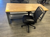 Butcher Block Work Station with Chair
