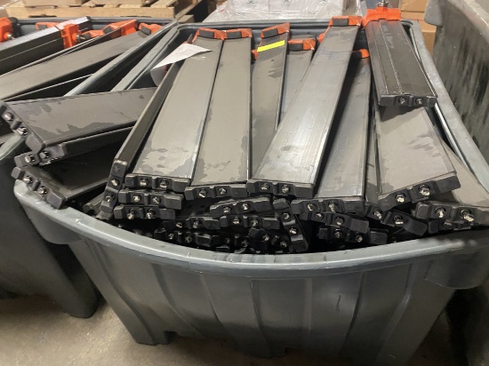 LargeTote of Used Conveyor Sliders Approx 46.5" Long X 4.5" Wide - Approx QTY 60