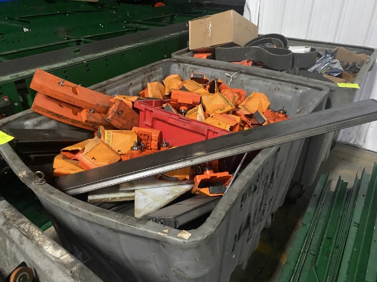 Large Totes of Rapistan Shoe Sorter Conveyor Sliders and Components