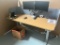 Lift Table with Dual Monitors, & Box of Parts and Components