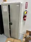 2-Door Metal Storage Cabinet with Transformers, StarTech Hardware,  & Misc.