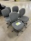 Lot of 5 Grey Fabric Rolling Office Chairs