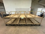 Lot of 10 Tan Rolling Metal Stock Carts w/ Brake
