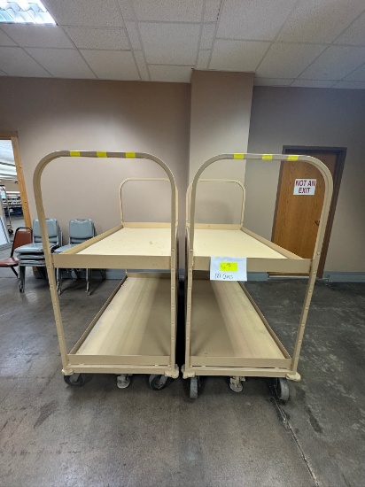 Tan Rolling Metal Stock Carts w/ Brake