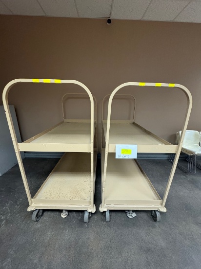 Tan Rolling Metal Stock Carts w/ Brake