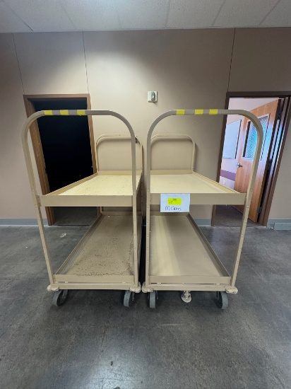 Tan Rolling Metal Stock Carts w/ Brake