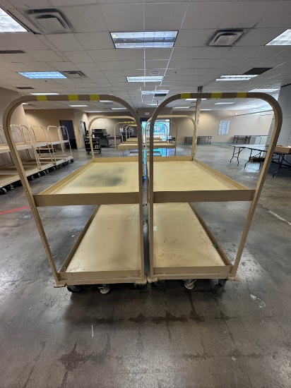 Tan Rolling Metal Stock Carts w/ Brake