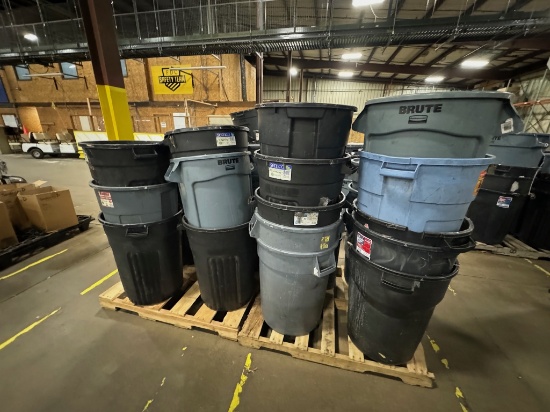 Lot of (2) Pallets of Asst'd Trash Cans