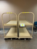Tan Rolling Metal Stock Carts w/ Brake