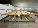 Lot of 10 Tan Rolling Metal Stock Carts w/ Brake