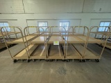 Lot of 10 Tan Rolling Metal Stock Carts w/ Brake