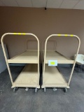Tan Rolling Metal Stock Carts w/ Brake