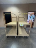Tan Rolling Metal Stock Carts w/ Brake