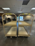 Tan Rolling Metal Stock Carts w/ Brake