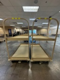 Tan Rolling Metal Stock Carts w/ Brake