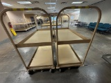 Tan Rolling Metal Stock Carts w/ Brake
