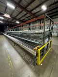 Lot of 9 Sections of Carton Flow Style Racking & 140' of Gravity Roller Conveyor