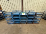 Blue Metal 4-Shelf Carts w/ Wood Shelves