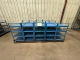 Blue Metal 4-Shelf Carts w/ Wood Shelves