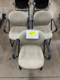 Lot of 3 Tan Fabric Guest Chairs