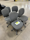 Lot of 5 Grey Fabric Rolling Office Chairs