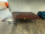 Lot of 3 Wood Top / Metal Legs Folding Tables