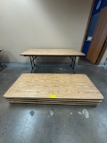 Lot of 5 Wood Top / Metal Legs Folding Tables