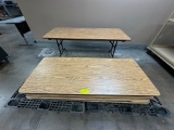 Lot of 6 Wood Top / Metal Legs Folding Tables