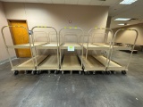 Lot of 5 Tan Rolling Metal Stock Carts w/ Brake