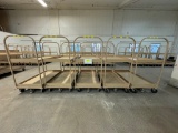Lot of 5 Tan Rolling Metal Stock Carts w/ Brake