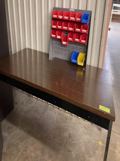 6ft desk with mini storage bins