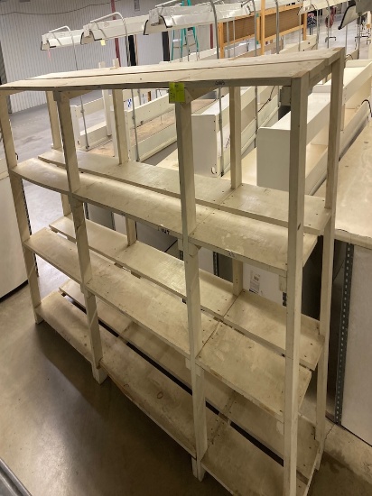 10ft x 5ft x 24"D white wooden storage shelving