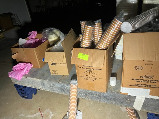 Lot of misc cups, tote bags, souffle cups, lids etc