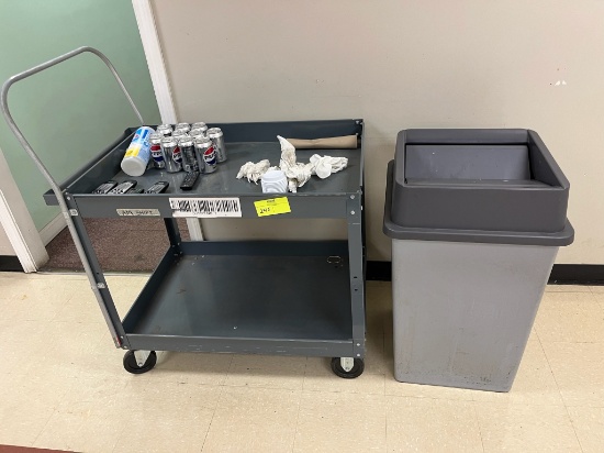 2 Tiered Utility Cart & Trash Can